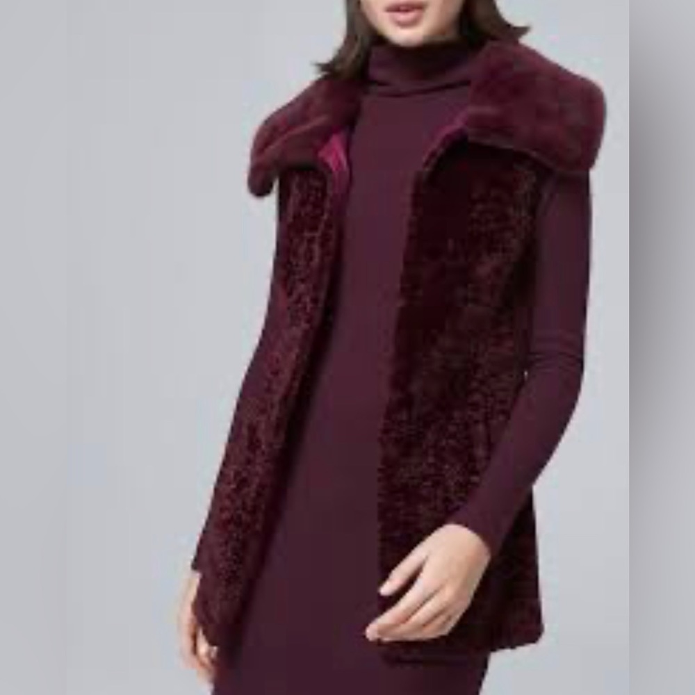 WHBM faux fur vest, burgundy size Medium